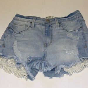 MUDD FLX Stretch Hi Rise sz 1 shorts crochet 73B1